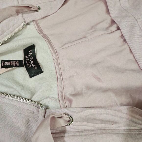 NWT Victoria's Secret Baby Pink Fleece Satin Jacket Small - Picture 8 of 9